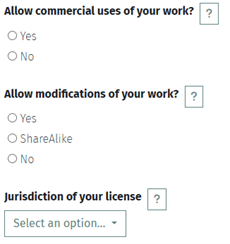 Licence options radio buttons