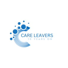 A logo with blue bubbles